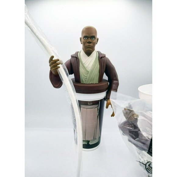 2 Mace Windu Star Wars Episode I Phantom Menace Fast Food Cups Tops Straw 1999 - Picture 9 of 15